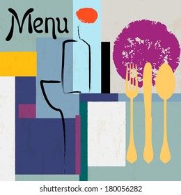 menu card, design template for restaurant, grungy