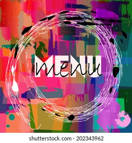 menu card design template for restaurant, with grunge background