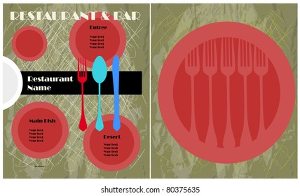 menu card design template, two sides, vector