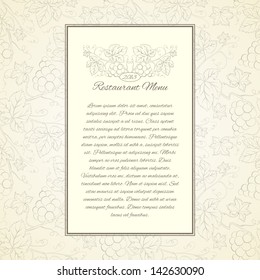Menu card design. Vector illustration.