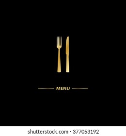 Menu card with fork and knife, vector illustration