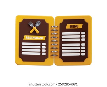 Menu card icon 3d render concept of restaurant menu card, coffee shop menu card