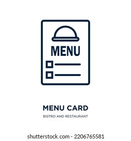 menu card icon from bistro and restaurant collection. Thin linear menu card, menu, card outline icon isolated on white background. Line vector menu card sign, symbol for web and mobile