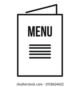 Menu card icon. Outline menu card vector icon for web design isolated on white background