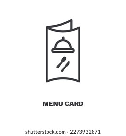 menu card icon. Thin line menu card icon from restaurant collection. Outline vector isolated on white background. Editable menu card symbol can be used web and mobile