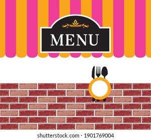 Menu card illustration. The letters "menu" are sample text.