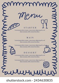 Menu card. Luxury dinner menu. Menu price list for restaurant, cafe, coffee shop vector template, wedding or other holiday. 