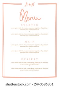 Menu card. Luxury dinner menu. Menu price list for restaurant, cafe, coffee shop vector template, wedding or other holiday. 