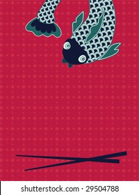 Menu card for oriental restaurant with space for text