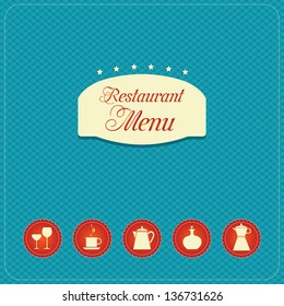 Menu card for restaurant in red and blue color