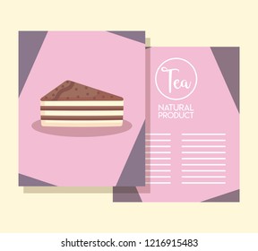 menu card with slice cake