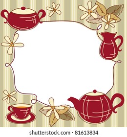 Menu Card with teapot, cup of tea and place for text