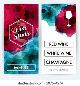 Menu cards for Wine Studio. Vector illustration. 