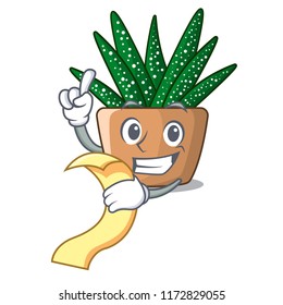 With menu cartoon zebra cactus blooming in garden