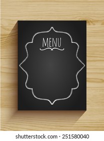 Menu chalk frame on wood texture background