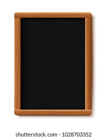 Menu chalkboard on white background. Board wood frame. School board. Room to add text. Vector illustration