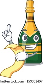 With menu champagne bottle in the character fridge