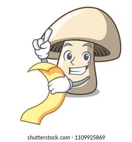 With menu champignon mushroom mascot cartoon