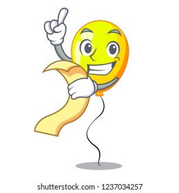 With menu character yellow balloon ticket on holiday