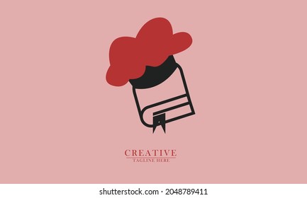 menu chef hat and book, great for restaurant logo icons, recipes, waiters. vector concept flat abstract design.