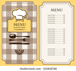 menu with chef's hat and cutlery