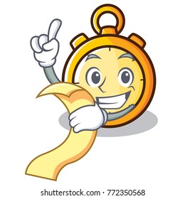 With menu chronometer character cartoon style