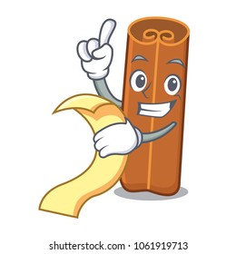 With menu cinnamon mascot cartoon style