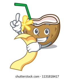 With menu cocktail coconut mascot cartoon