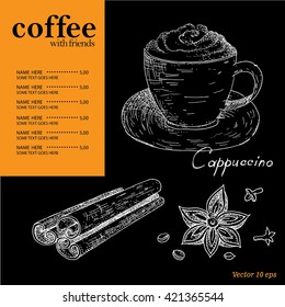 Menu coffee, cafe, pub .