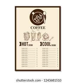 menu coffee shop cafe restaurant template design hand drawing graphic