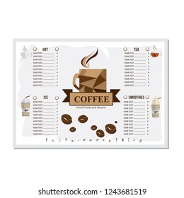 menu coffee shop cafe restaurant template design hand drawing graphic