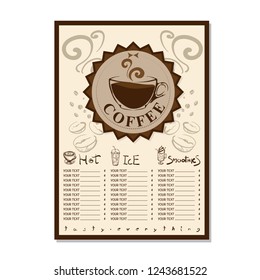 menu coffee shop cafe restaurant template design hand drawing graphic