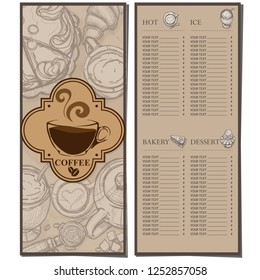 menu coffee shop cafe restaurant template design hand drawing graphic