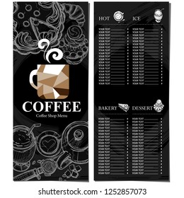 menu coffee shop cafe restaurant template design hand drawing graphic