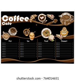 menu coffee shop cafe restaurant template design hand drawing graphic