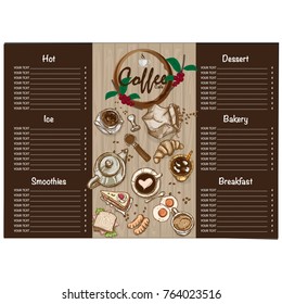 menu coffee shop cafe restaurant template design hand drawing graphic