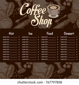 menu coffee shop cafe restaurant template design hand drawing graphic 