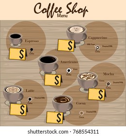 menu coffee shop cafe restaurant template design hand drawing graphic 