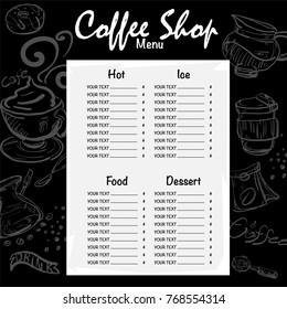 menu coffee shop cafe restaurant template design hand drawing graphic 