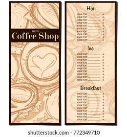menu coffee shop cafe restaurant template design hand drawing graphic 