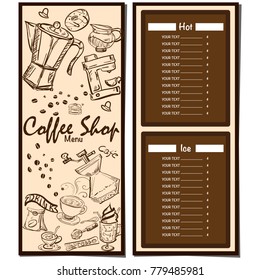 menu coffee shop cafe restaurant template design hand drawing graphic 