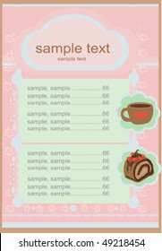 menu coffee shop and restaurant