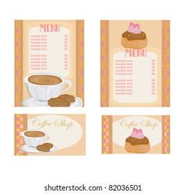 menu coffee shop and restaurant set