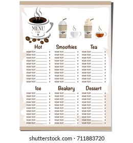menu coffee shop restaurant template design hand drawing graphic 
