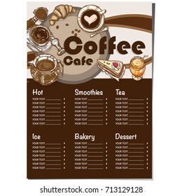 menu coffee shop restaurant template design hand drawing graphic 