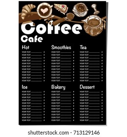 menu coffee shop restaurant template design hand drawing graphic 