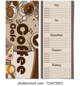 menu coffee shop restaurant template design hand drawing graphic 