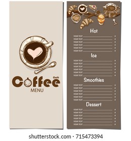 menu coffee shop restaurant template design hand drawing graphic 