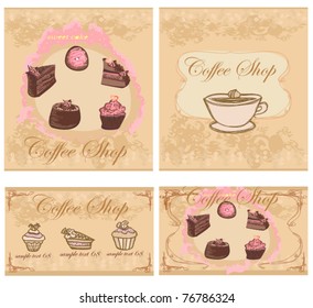 menu coffee shop set