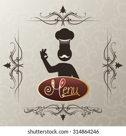 Menu concept with chefs and restaurant icons design, vector illustration 10 eps graphic.